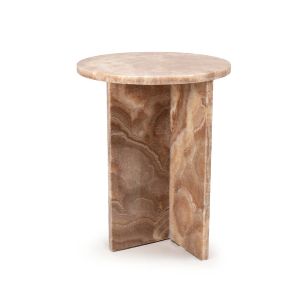 Round marble side table front