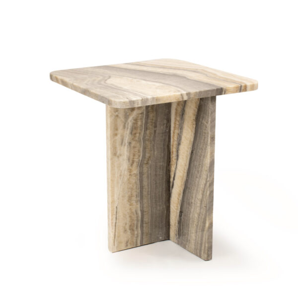 Squared marble side table front